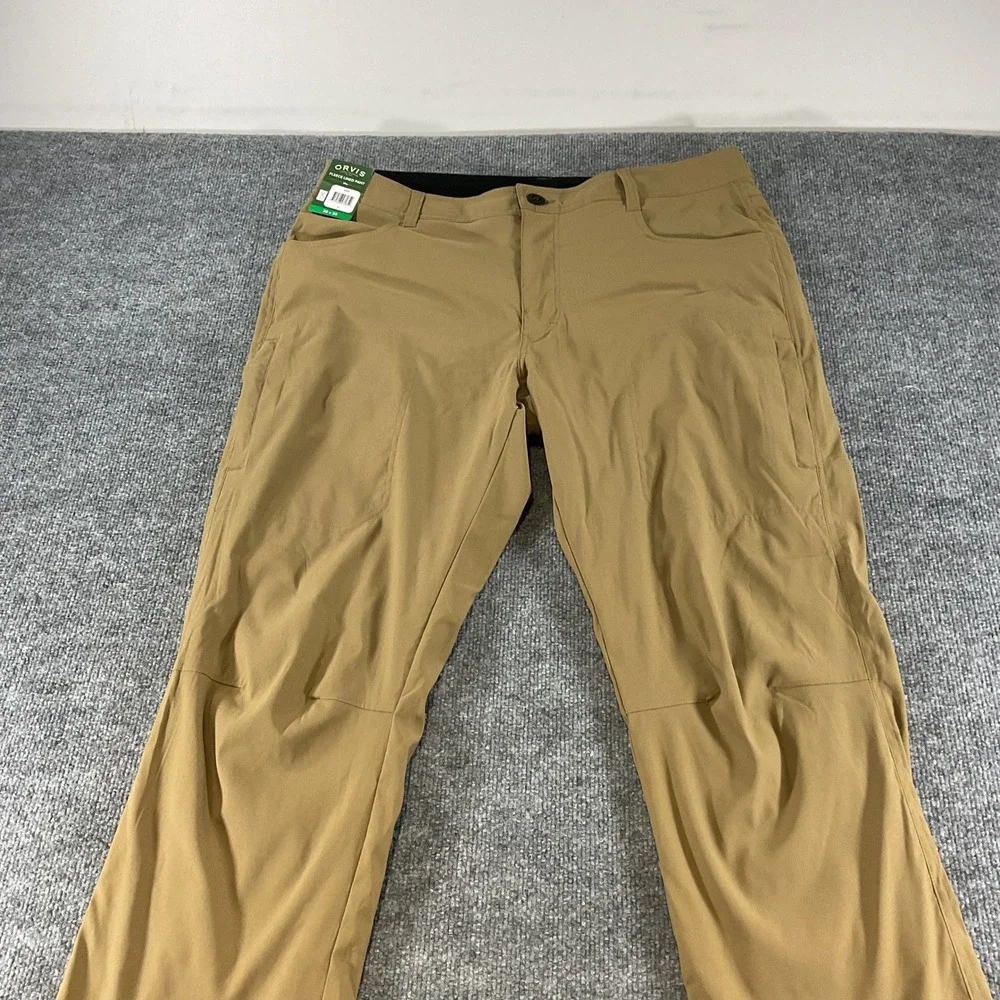 Orvis Fleece Lined Pants Mens 38x30 Tan Performance Hiking Outdoor Winter New